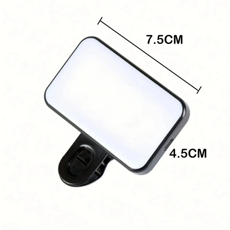 HOOPET Portable Mini Selfie Light – Rechargeable Clip-On LED with 3 Adjustable Brightness Modes