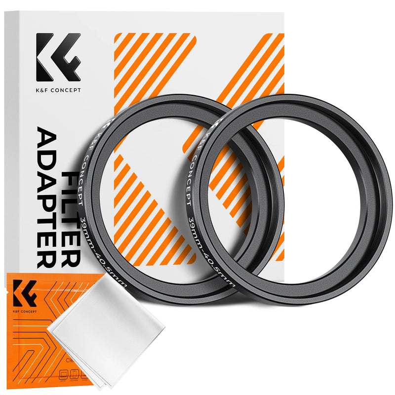 K&F Concept Step-Up Ring – Aviation-Grade Aluminum Filter Adapter Ring with Cleaning Cloth (2-Pack)