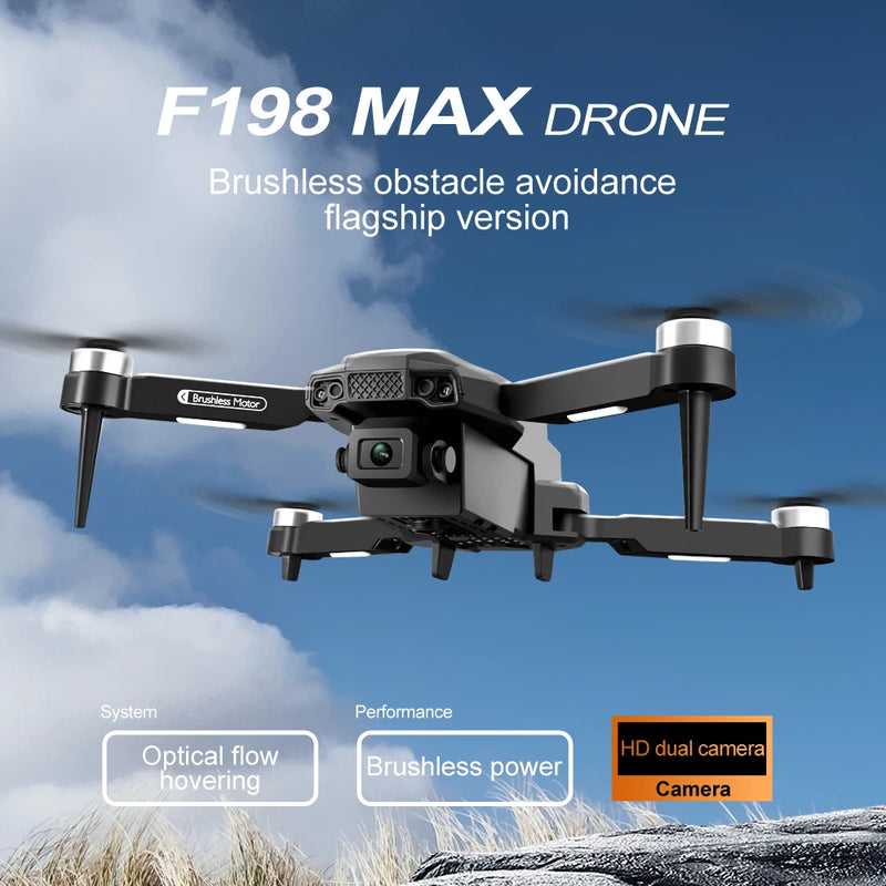 F198 Drone Professional Dual Camera 1080P WIFI FPV HD Aerial Photography Brushless Foldable Drone