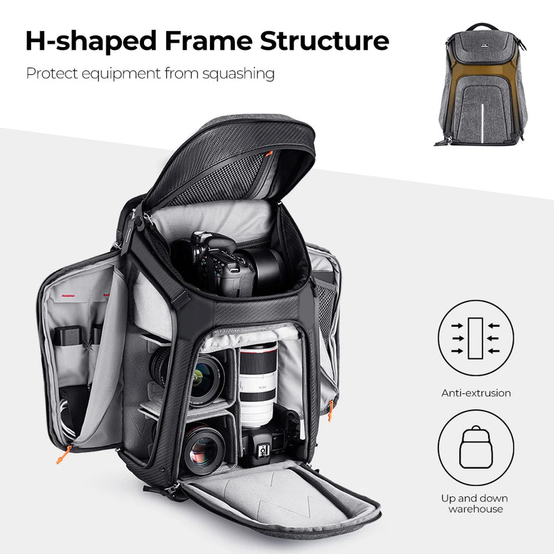 K&F Concept 25L Waterproof Camera Backpack – with Laptop Compartment & Tripod Holder