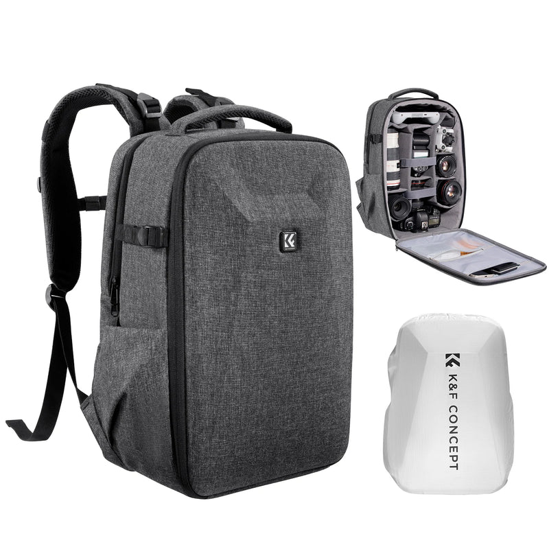 K&F Concept 22L Camera Backpack – Hard-Shell Bag with Tripod Holder & 15.6" Laptop Compartment