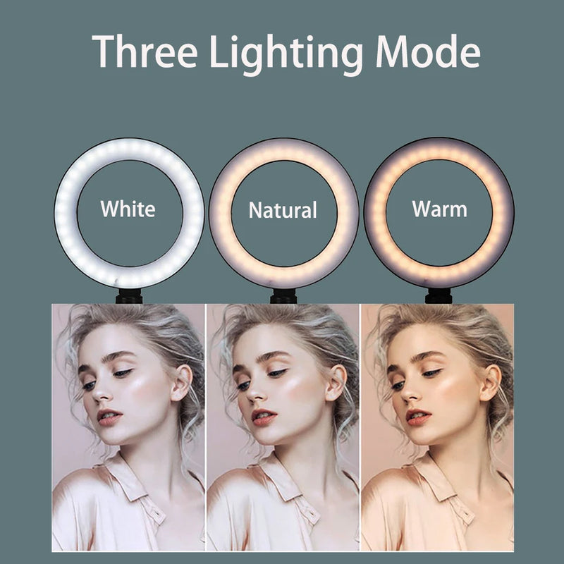 ERIKOLE 6-Inch LED Ring Light with Tripod – Adjustable Bi-Color 3200K-5600K for Photography