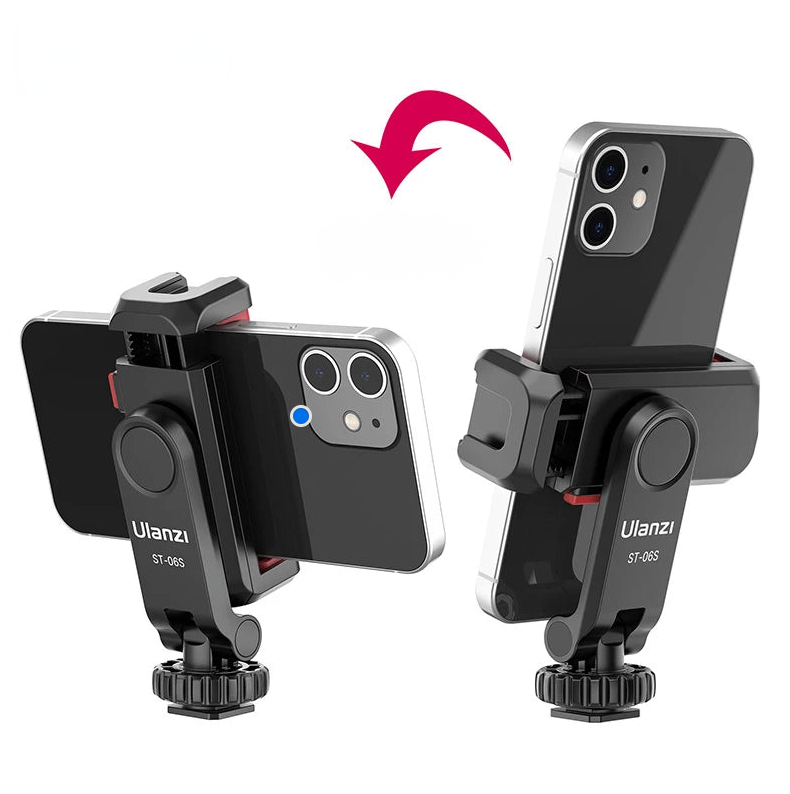 Ulanzi ST-06S 360° Rotatable Phone Holder for Vlog Shooting with Cold Shoe Mounts Vertical Shooting