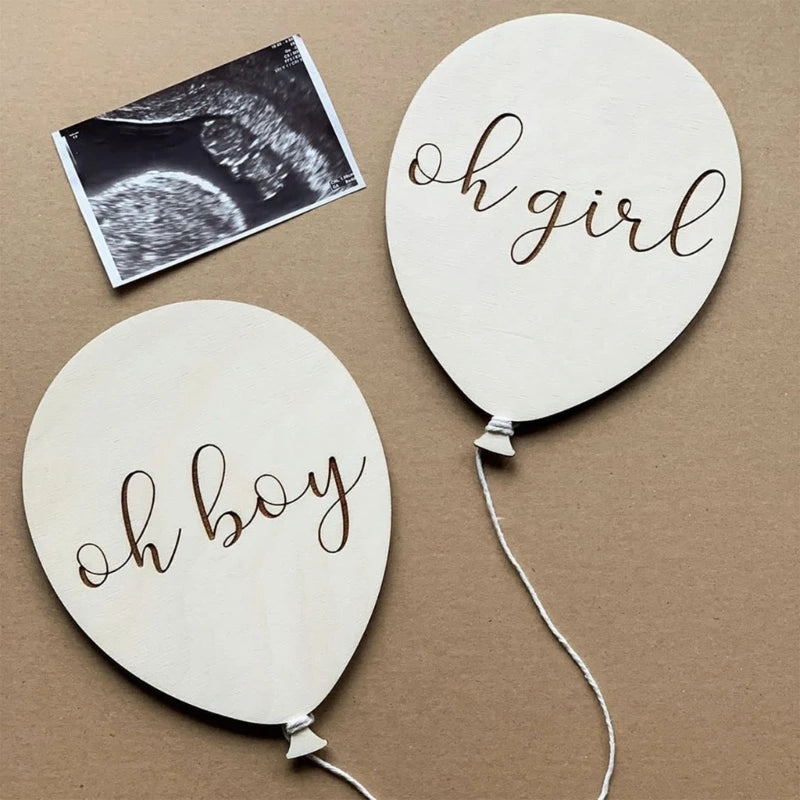 KLV Baby Wooden Balloon Milestone Card – 1-12 Month Newborn Photography Prop & Birthday Gift