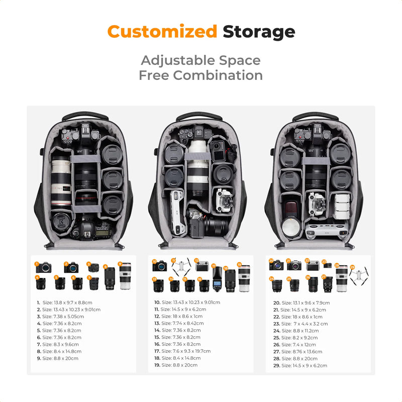 K&F Concept 22L Camera Backpack – Hard-Shell Bag with Tripod Holder & 15.6" Laptop Compartment