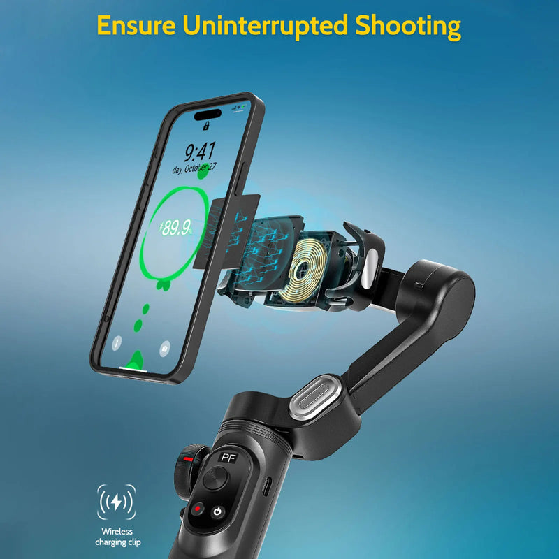 AOCHUAN Smart X Pro 3-Axis Smartphone Gimbal – Stabiliser with Light for Smartphones