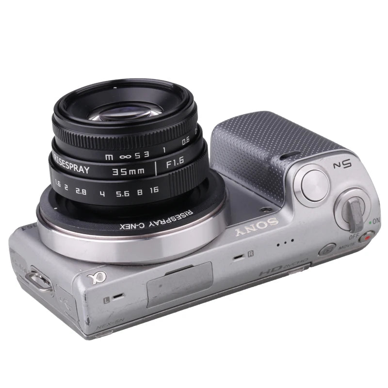 RISESPRAY 35mm F1.6 Manual Focus Prime Lens for Canon EOSM, Nikon N1, Fuji, Sony NEX, Olympus