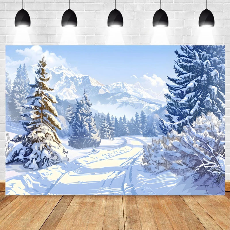 Winter Forest Photography Backdrop for Christmas, Kids, and Baby Photoshoots Landscape Background