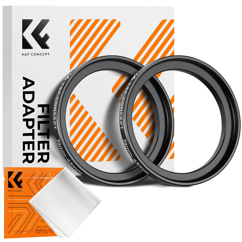 K&F Concept Step-Up Ring – Aviation-Grade Aluminum Filter Adapter Ring with Cleaning Cloth (2-Pack)