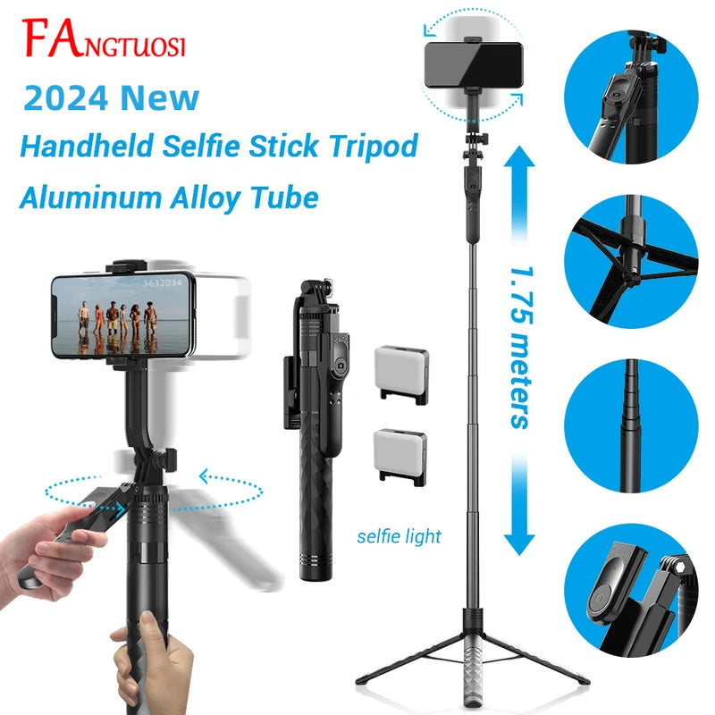 1750mm Bluetooth Selfie Stick Tripod with LED Light and Foldable Design for Smartphones Steady