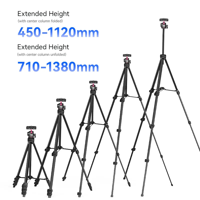 Ulanzi TT51 Portable Tripod – 1380mm Lightweight Aluminum Camera & Phone Stand with Folding Clip