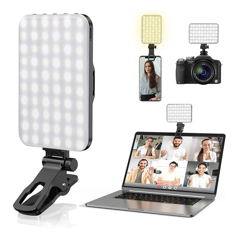 Minifocus 60 LED Rechargeable Selfie Light – 10-Level Brightness, Clip-On for Phone & Laptop