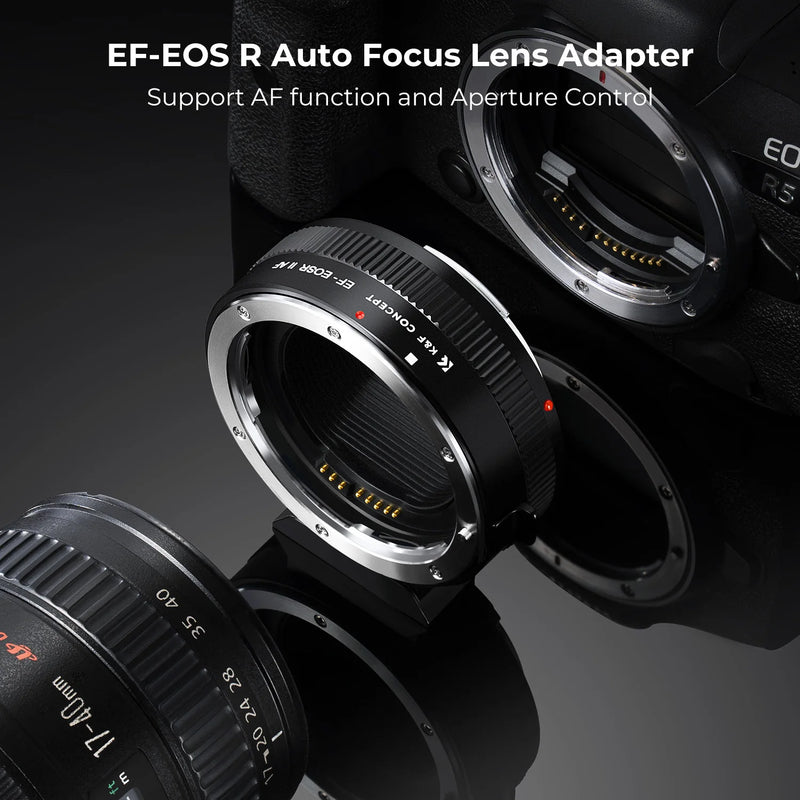 K&F Concept EF to RF II Focus Adapter – EF/EFS Lens to Canon EOS R, R10, RP, R3, R5, R6, R7, R8, R10