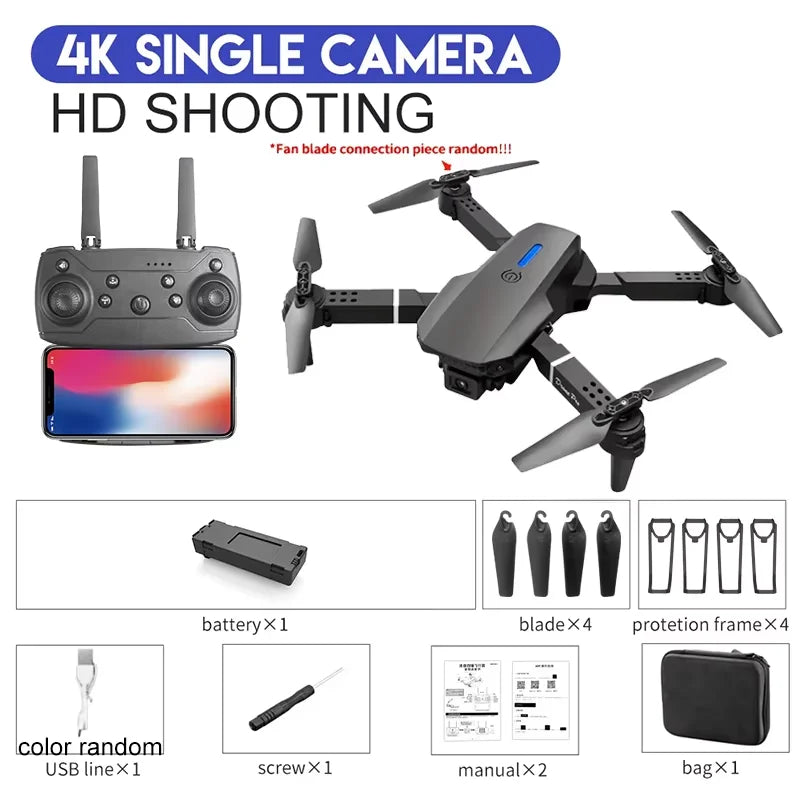 KBDFA E88 Foldable 4K HD Camera Drone – WiFi FPV, Altitude Hold, One-Key Return, RC Quadcopter