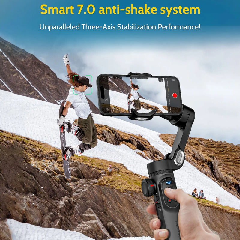 AOCHUAN Smart X Pro 3-Axis Smartphone Gimbal – Stabiliser with Light for Smartphones