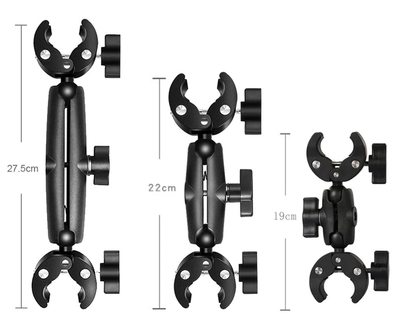 HONGDAK Motorcycle & Bicycle Double Bracket – For Insta360 One X2/X3, GoPro 11/10/9, and Cameras